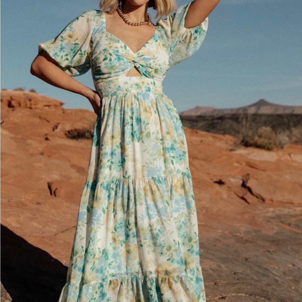 Baltic Born Floral Blue and Green Maxi Dress